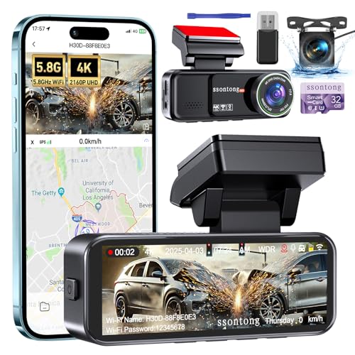 4K Dash Cam Front and Rear with 32GB Card M840