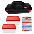 Pyrex Glassware Bundle with Red Lids and Hot/Cold Packs A531