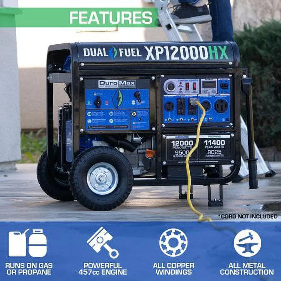 Dual Fuel Gas Propane Portable Generator 12,000 Watt F534