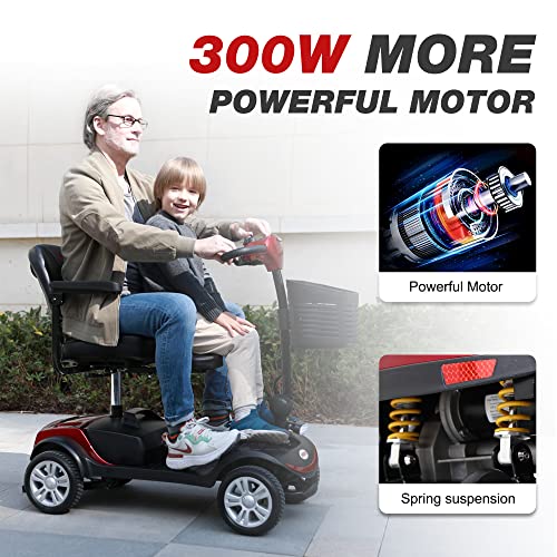 Folding 4-Wheel Electric Mobility Scooter, 12Ah Battery, 300lbs (Yellow) Y58893