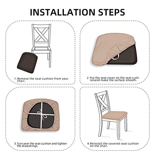 6 Pcs Stretch Removable Washable Dining Chair Seat Covers G188874