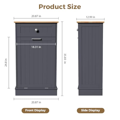 White Tilt Out Trash Cabinet with Hideaway Drawer W25721