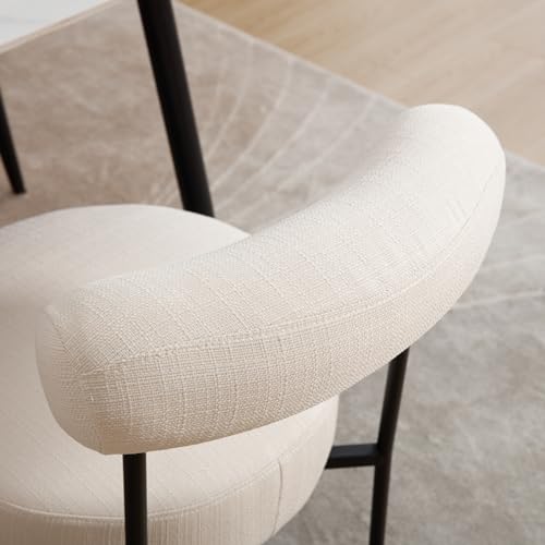Beige Linen Fabric Dining Chairs Set of 2 R95021