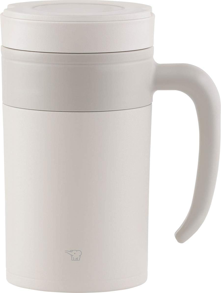 Off White 16-Ounce Stainless Tea Tumbler with Handle L73109