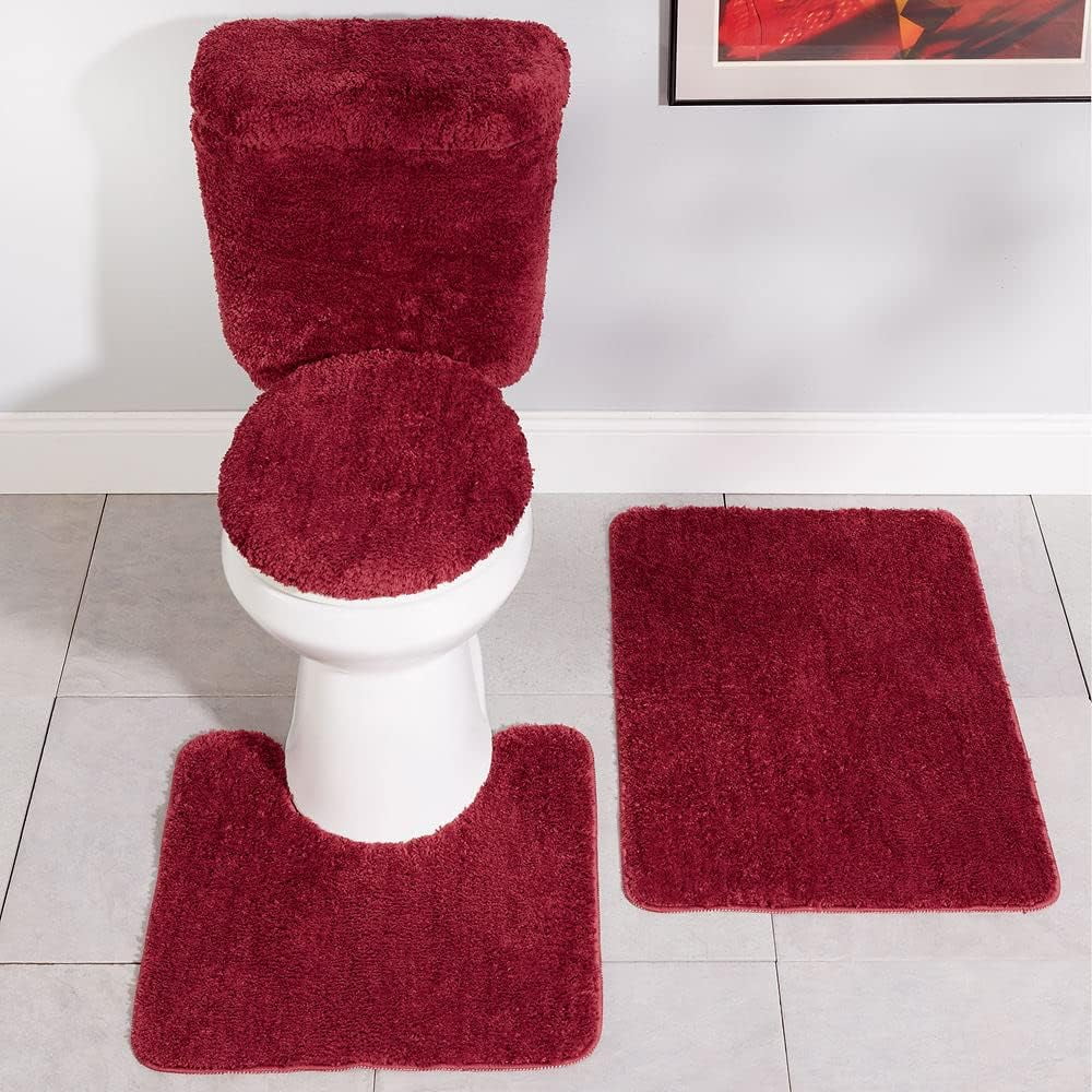 Burgundy 5-Piece Bath Rug Set X32197