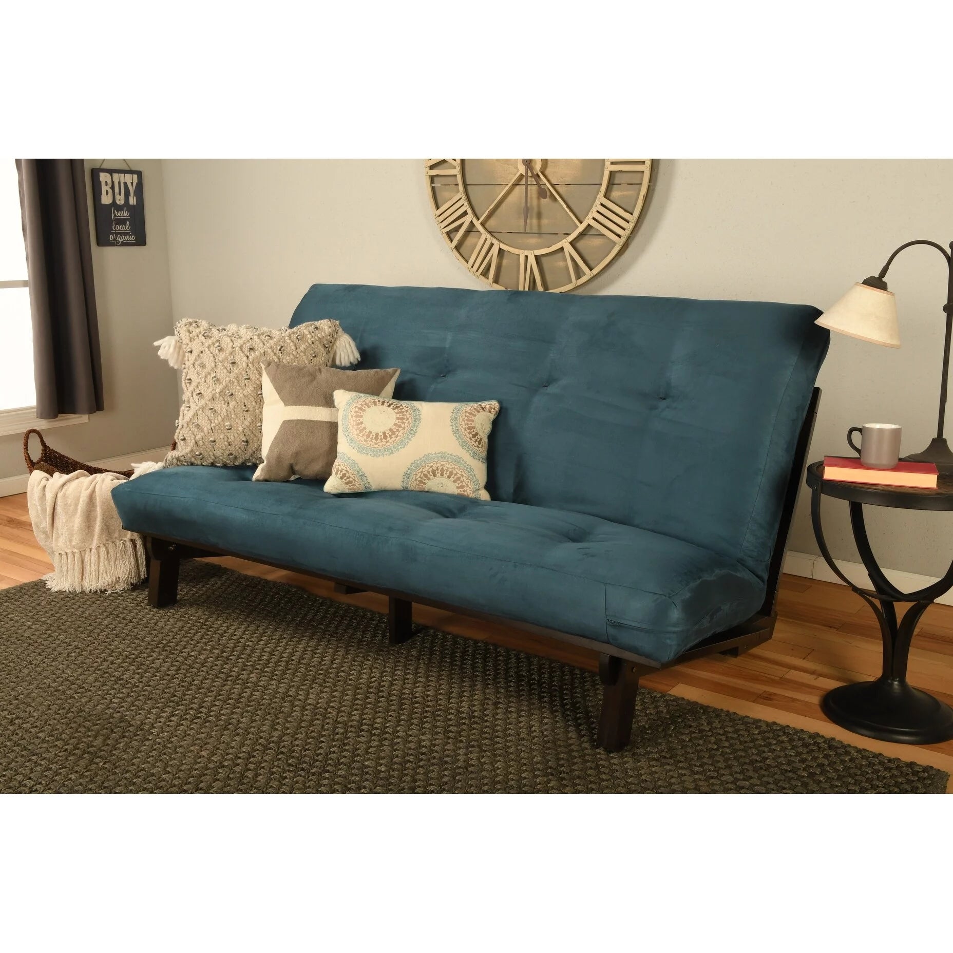 Wood Futon with Suede Gray Mattress S83149