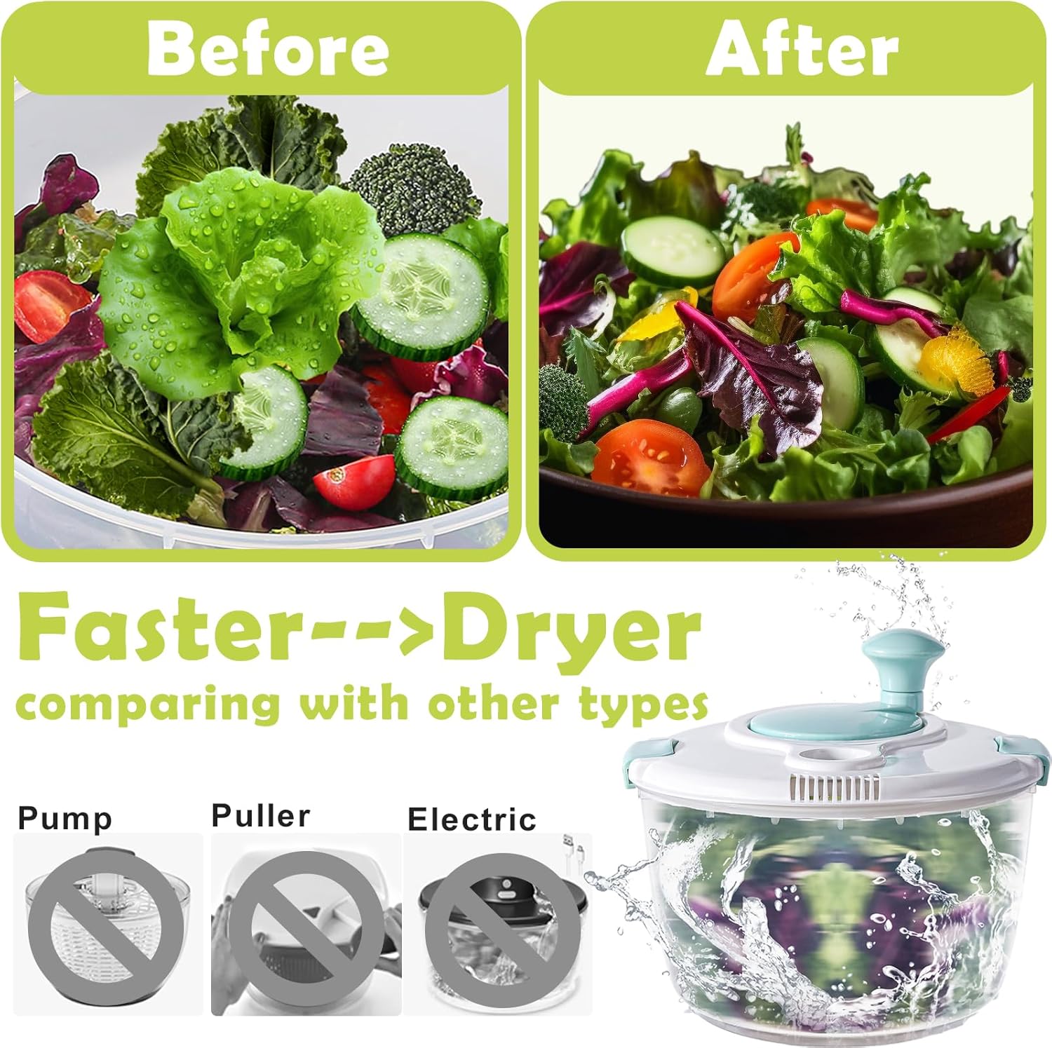 4.8 Qt Large Capacity Salad Spinner with Storage Lid Z390774