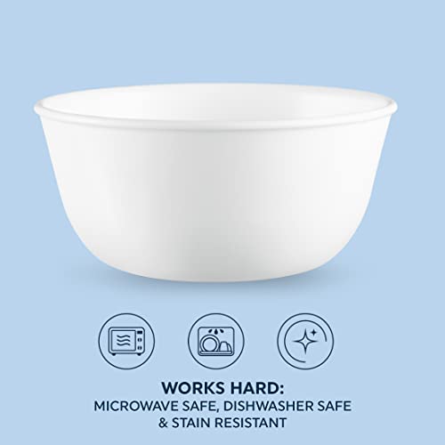 28-oz Soup/Cereal Bowls Set of 6, Winter Frost White Dinnerware Bowls Z49851
