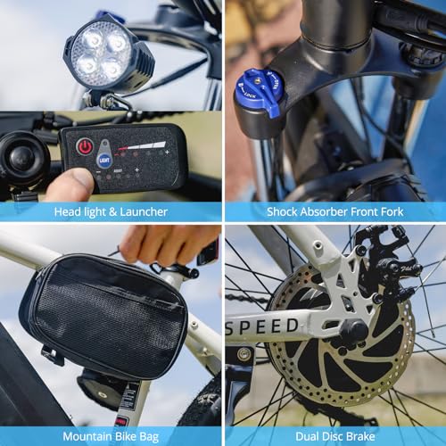 26" Electric Bike with 750W Peak Motor, 7-Speed, Removable Battery, Fat Tire Q545755