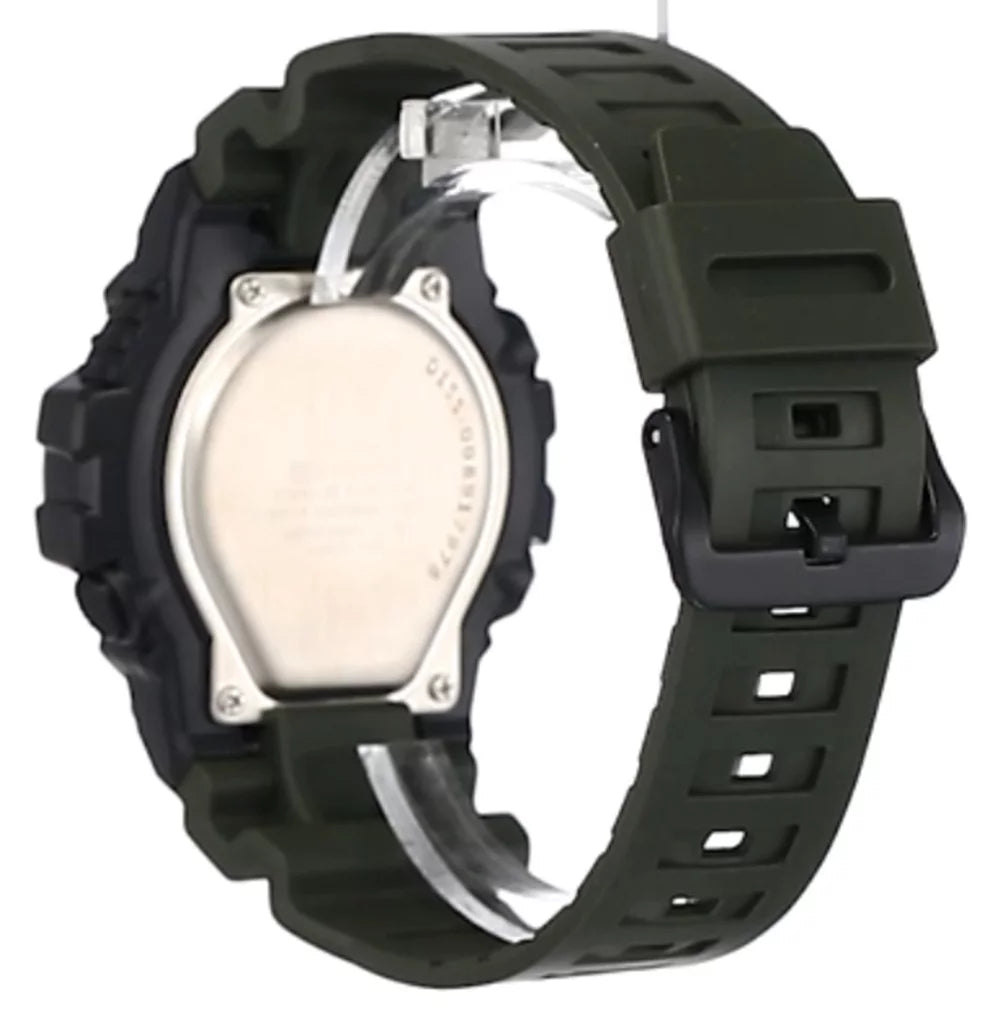 Green Black Analog-Digital World Time Watch C1784