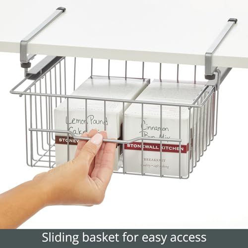 Compact Hanging Pullout Drawer Basket - Metal Wire - Silver Z4329