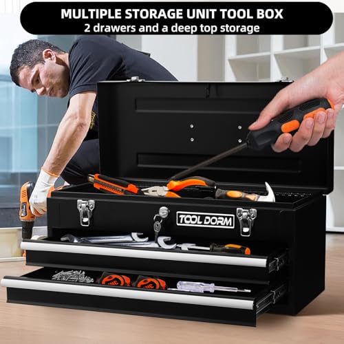 Black 3 Drawer Steel Metal Tool Box F48337