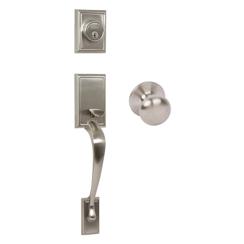 Double Cylinder Door Handle Set Satin Nickel S21312