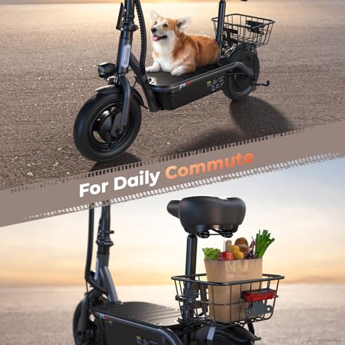 Electric Scooter with Seat, 37 Miles Long Range, 28 MPH Top Speed, 14" Pneumatic Tire R876