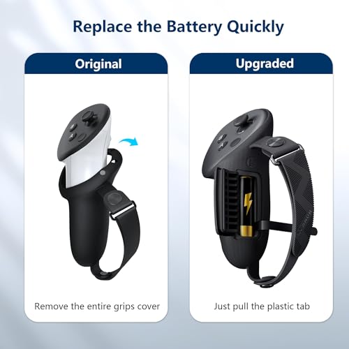 Upgraded Controller Grips Cover with Battery Opening Cover and Knuckle Straps Protector O26758