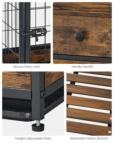 Rustic Brown 31.5 Inch Wooden Dog Crate with Storage Drawer T6345