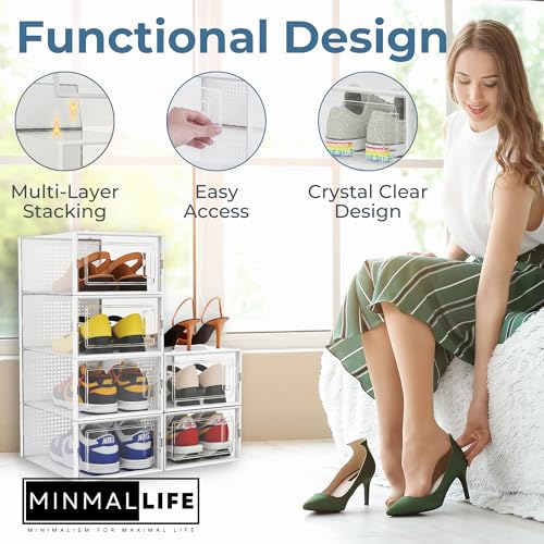 6 Pack Clear Plastic Stackable Shoe Boxes U88329