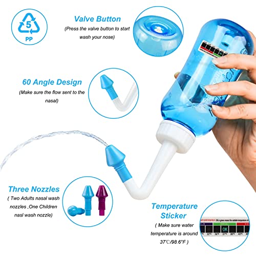 Neti Pot Sinus Rinse Bottle Nose Wash Cleaner Pressure Rinse Nasal Irrigation R23684