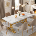 63-Inch Rectangular Dining Table with Grey Table Top and Metal Legs A6584