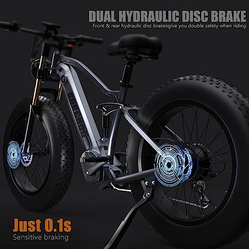 1000W 48V 30AH 26''x4.0 Inch Fat Tire Full Suspension Electric Bike I905194