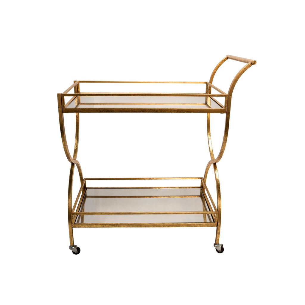 Gold Metal 2-Tier Rolling Bar Cart H71321
