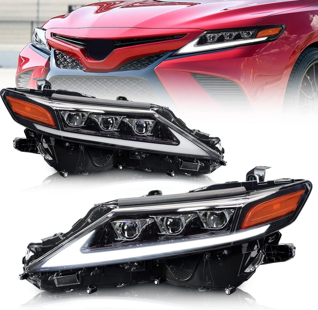 Full LED Projector Headlamp with Sequential Turn Signal DRL for Camry 2018 2019 2020 2021, A Pair Z371