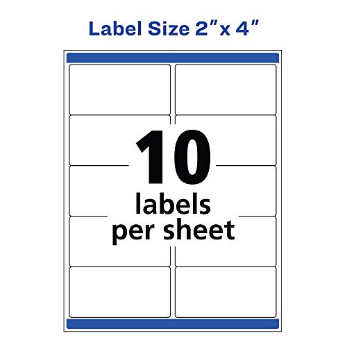 Waterproof Printable Shipping Labels, 2" x 4", White, 100 Blank Mailing Labels D6077