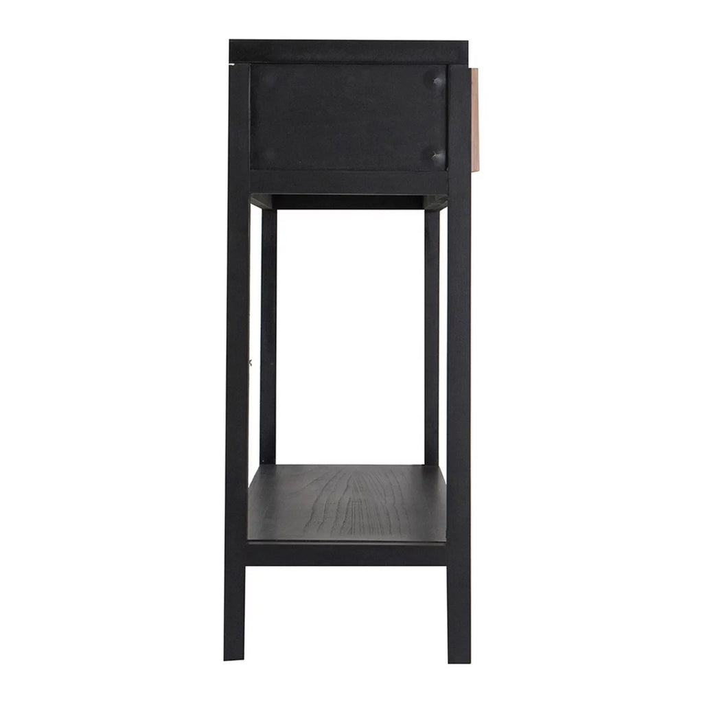 Black Finish Sofa Console Table with 2 Rattan Drawers K528731