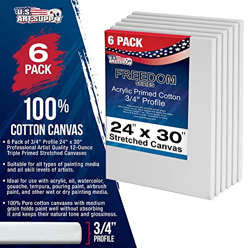 24 x 30 inch 6-Pack Stretched Canvas 12-Ounce Triple Primed 100% Cotton T44725