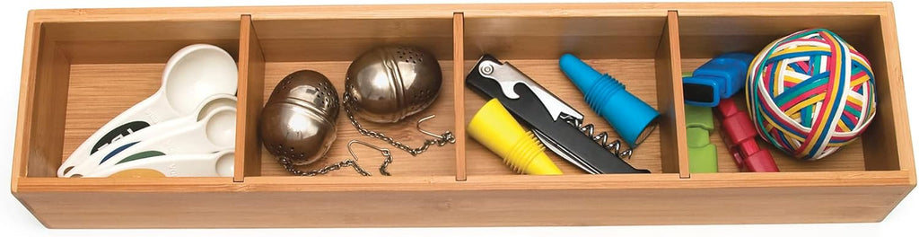 Bamboo Wood 4-Part Drawer Organizer with Removable Dividers, 17-1/2" x 4" x 2-1/2" W4856
