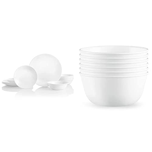 18-Piece Service for 6 Dinnerware Set, Winter Frost White, 28-oz Soup/Cereal Bowls Set of 6 E2359