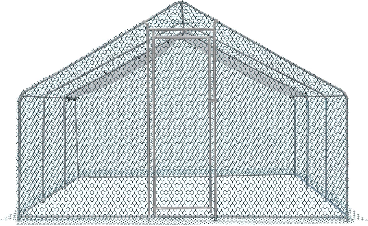 20 x 10 ft Metal Chicken Coop with Waterproof Cover J6163