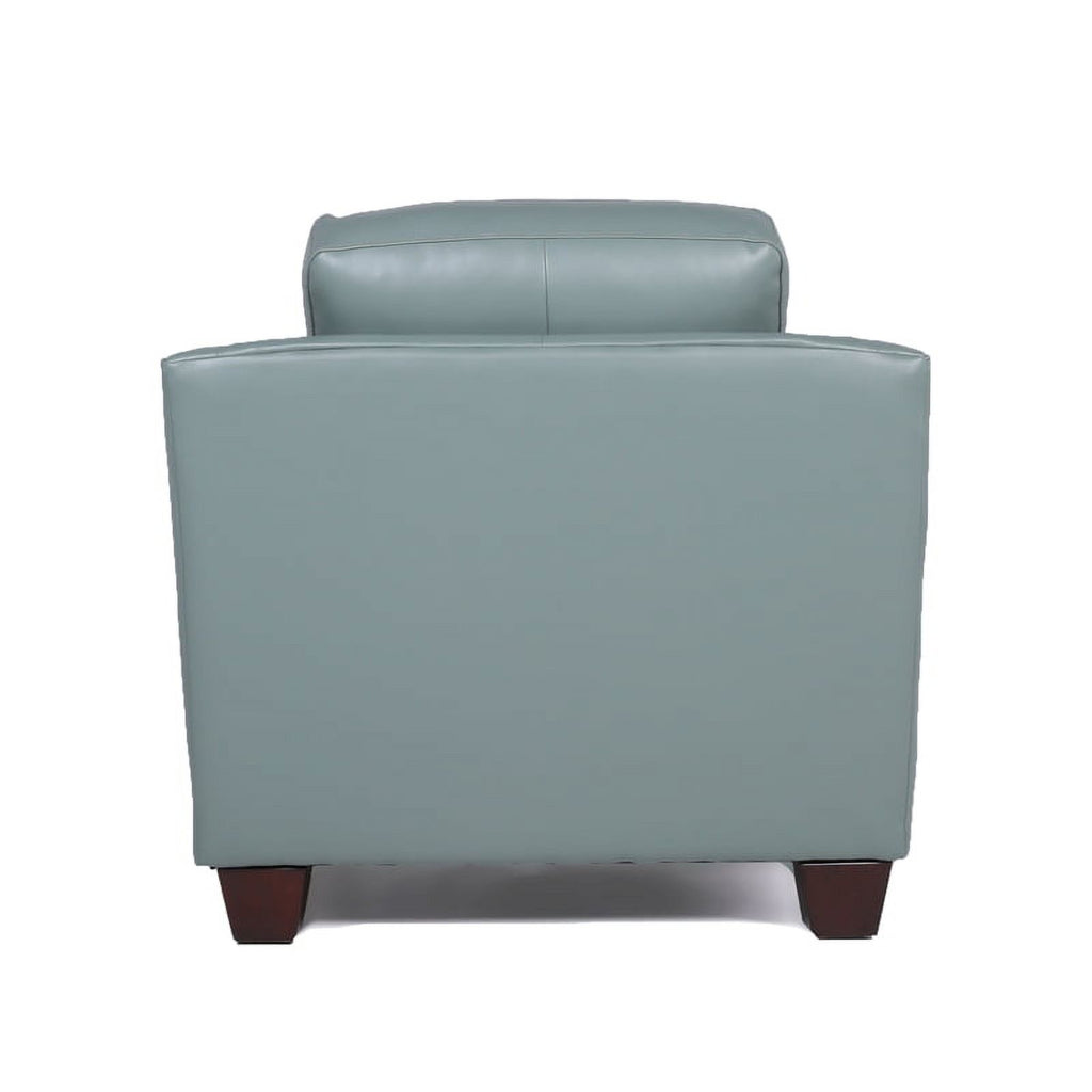 2 Piece Tufted Leather Accent Chair Set In Spa Blue V12599