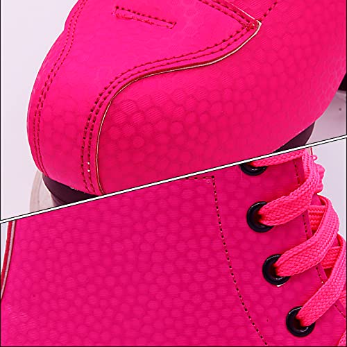 High-top Classic Double-Row Roller Skates Shoes with 4 Shiny Wheels PU Leather I4353