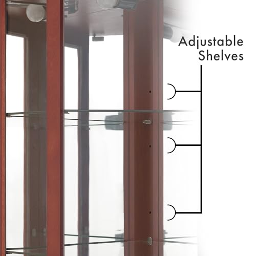 Walnut 6 Tier Corner Curio Cabinet with Mirror S34174
