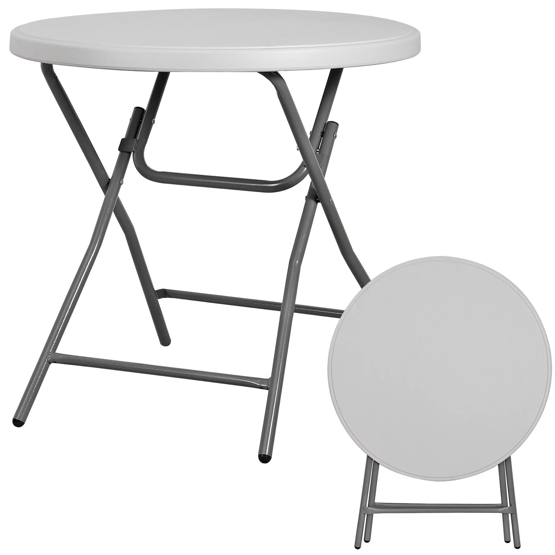 White 32" Round Plastic Dining Table Q774252