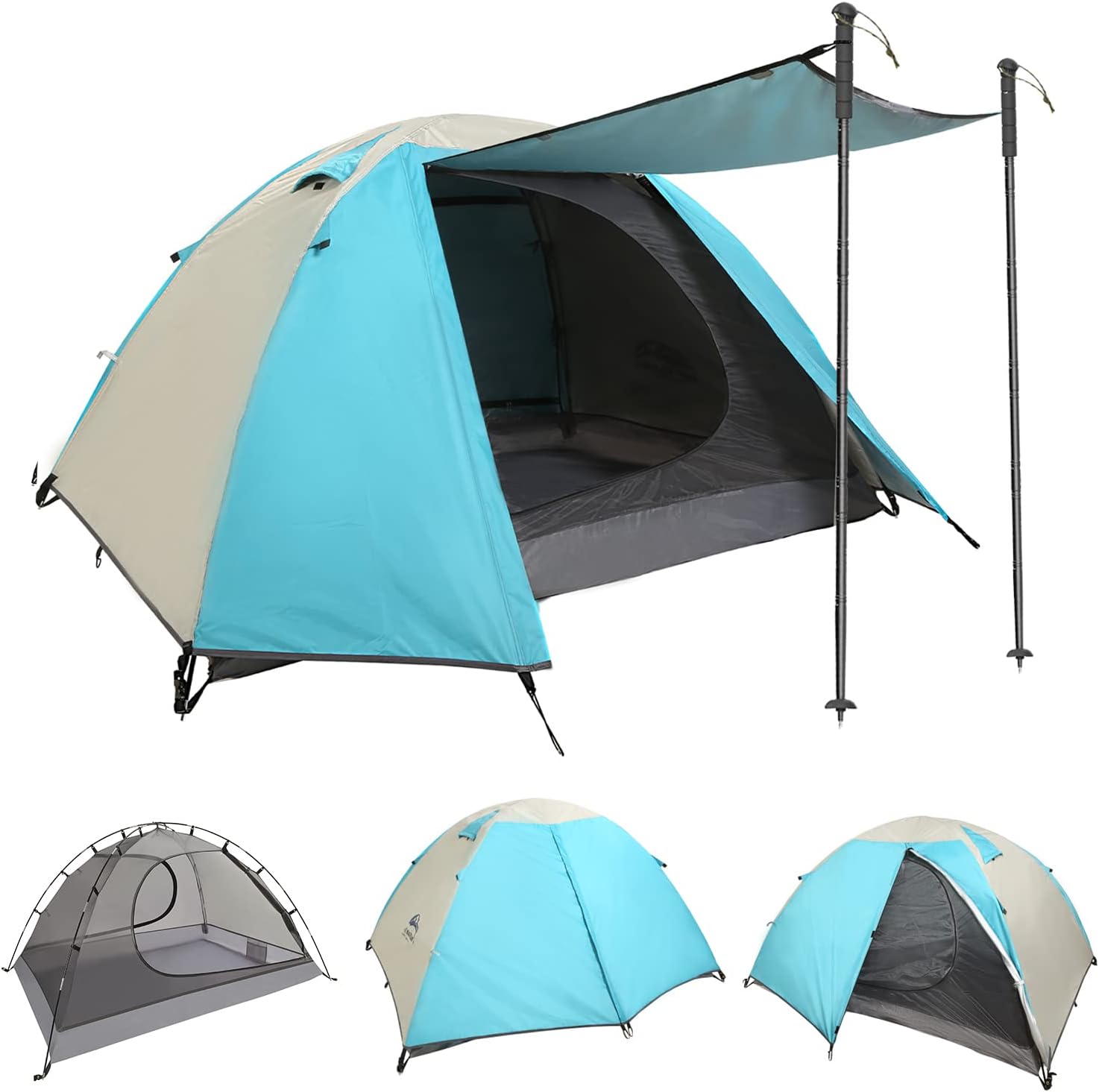 2 Person Ultralight Waterproof Double Layer Dome Camping Tent V474404
