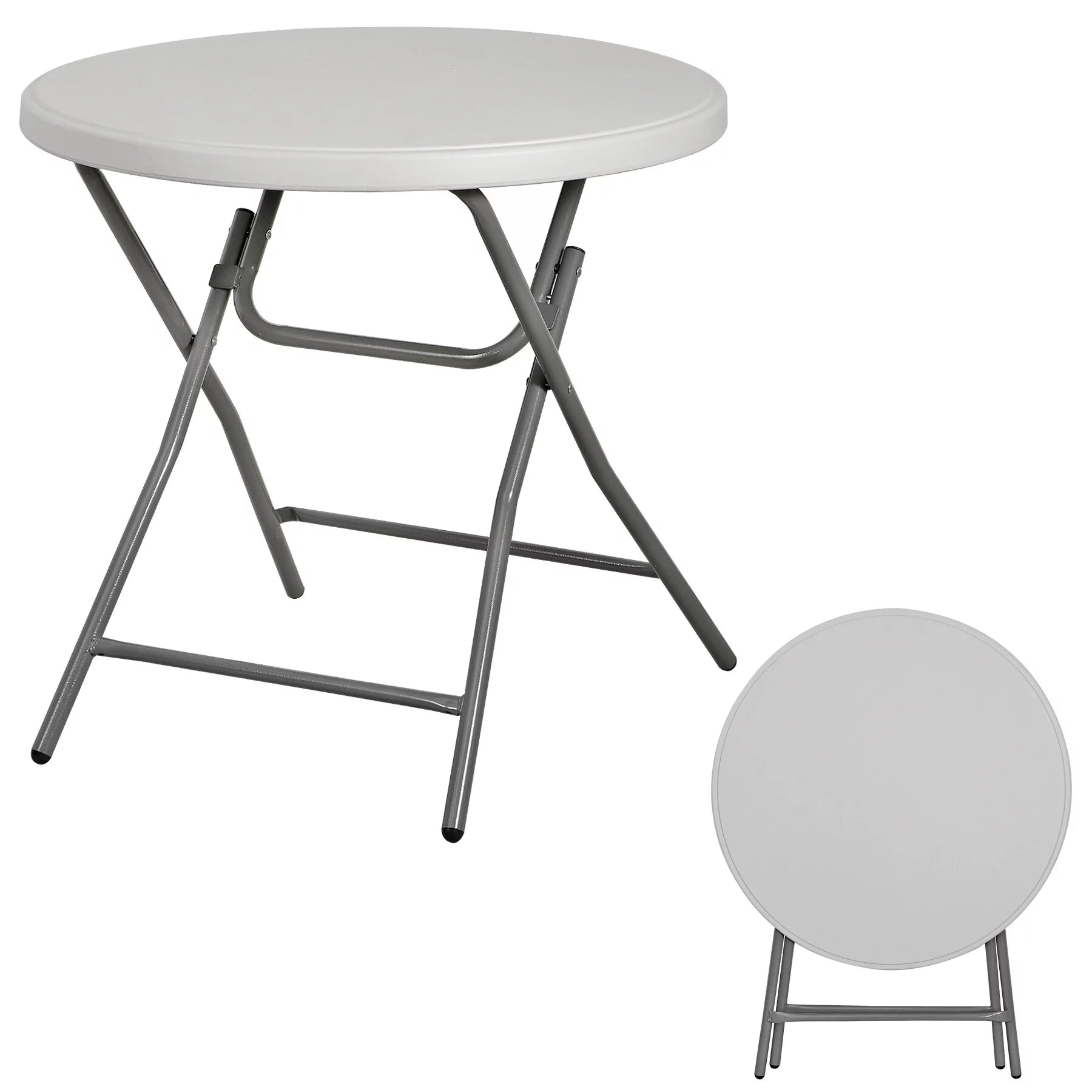 White 32" Round Plastic Dining Table Q774252