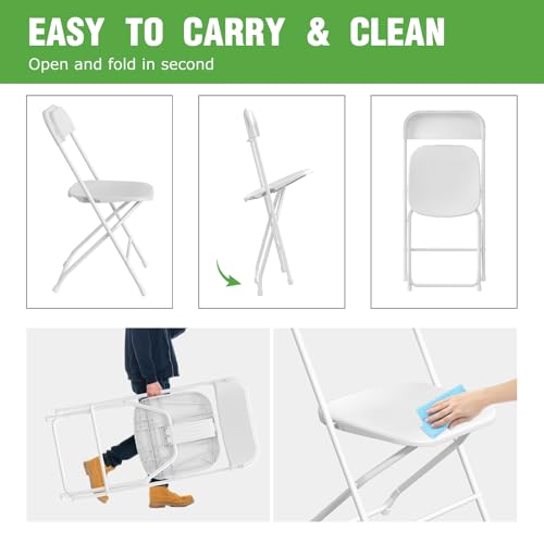 10 Pack White Plastic Folding Chair with Steel Frame N53268