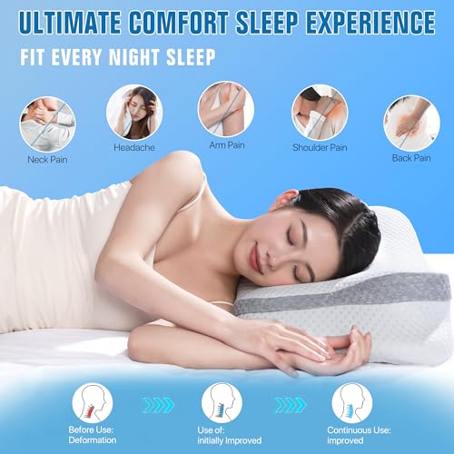 Cooling Contour Memory Foam Adjustable Orthopedic Neck Pillow with Pillowcase N957