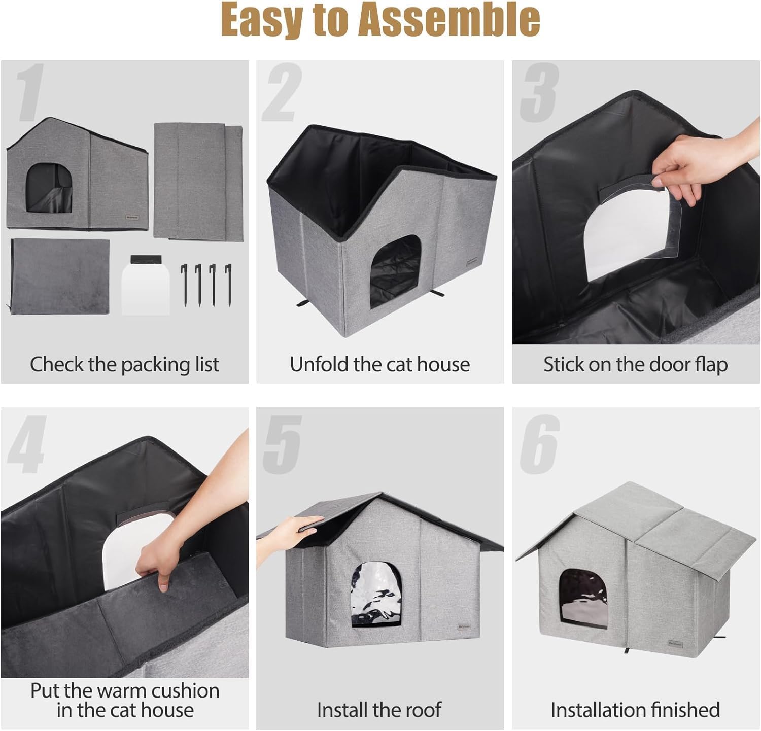 Outdoor Cat House Weatherproof Collapsible with Soft Warm Mat (20''*13''*16'') F999