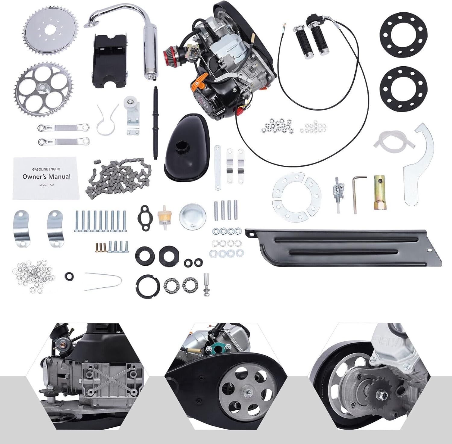 4 Stroke 100cc Single Cylinder Motor Engine Gas Motorized Bicycle DIY Kit 3HP Z40978