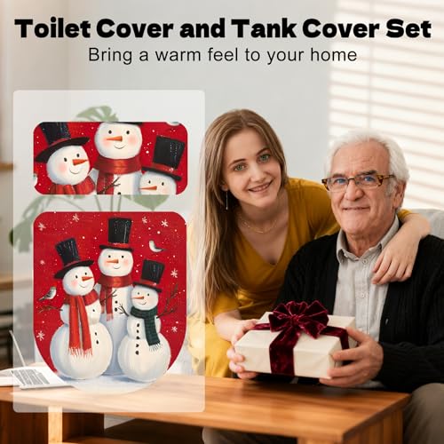 Christmas Toilet Lid Cover, Washable Toilet Seat Cover, Toilet Tank Protector N8957