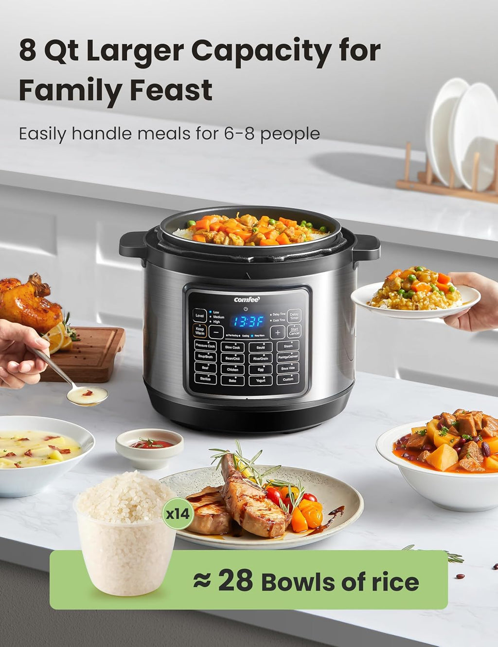 16 in 1 Electric Pressure Cooker 8 Quarts Stainless Steel O41654