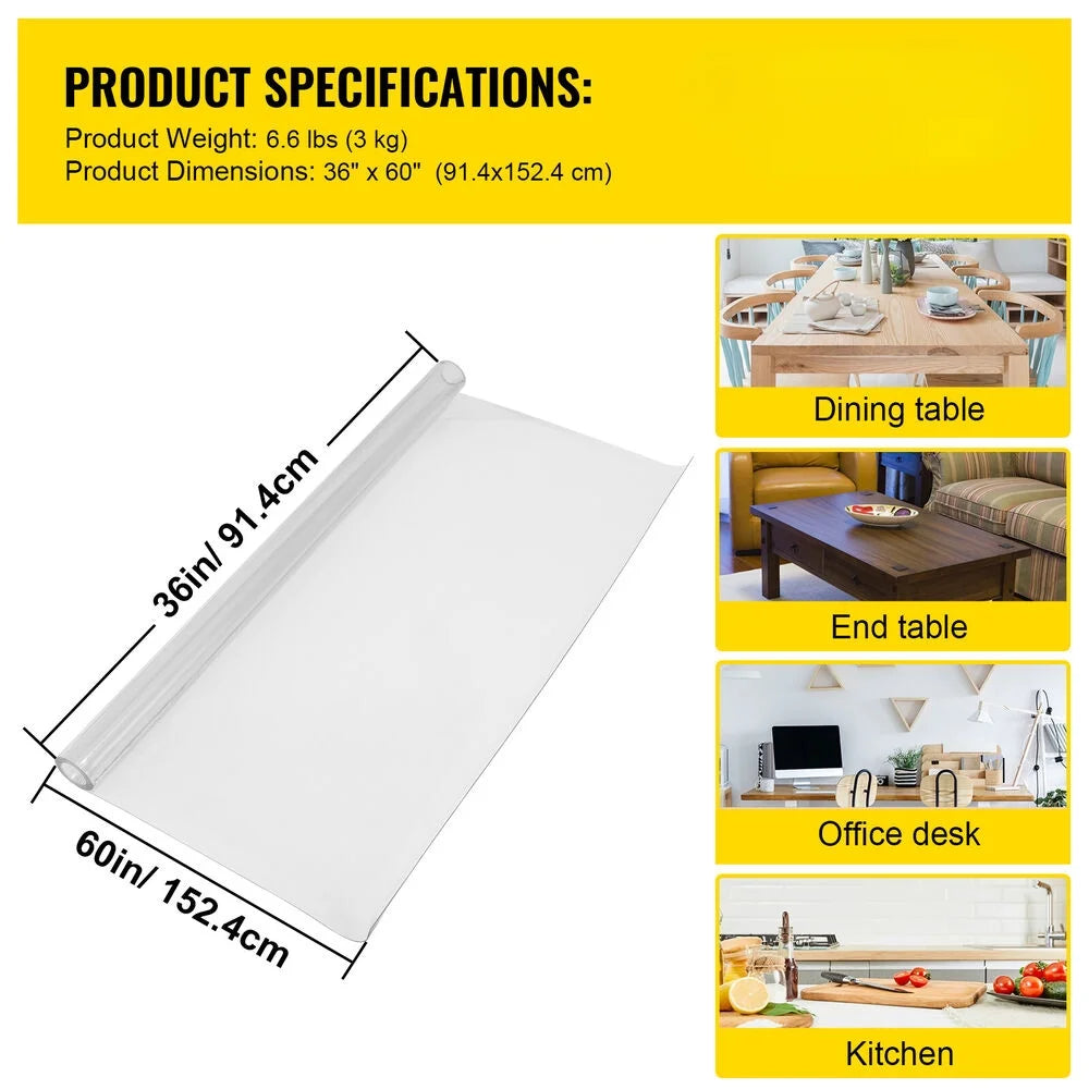 36x60" PVC Waterproof Transparent Tablecloth Q729503