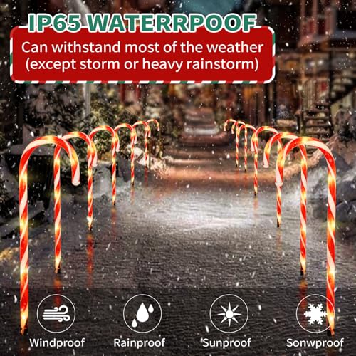 2PK 12 PCS 8 Modes Solar Candy Cane Lights 15FT I5365