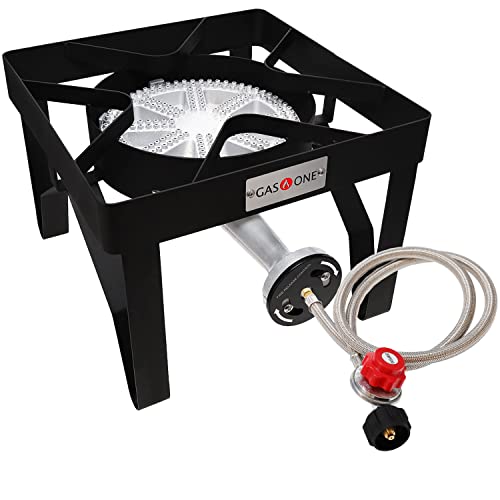 200K BTU Propane Burner with Adjustable 0-20Psi Regulator and Steel Braided Hose A795128