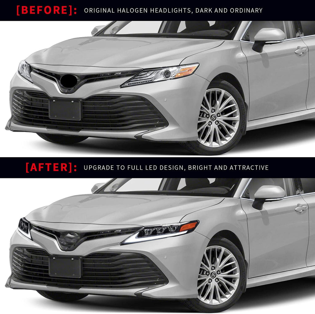 Full LED Projector Headlamp with Sequential Turn Signal DRL for Camry 2018 2019 2020 2021, A Pair Z371