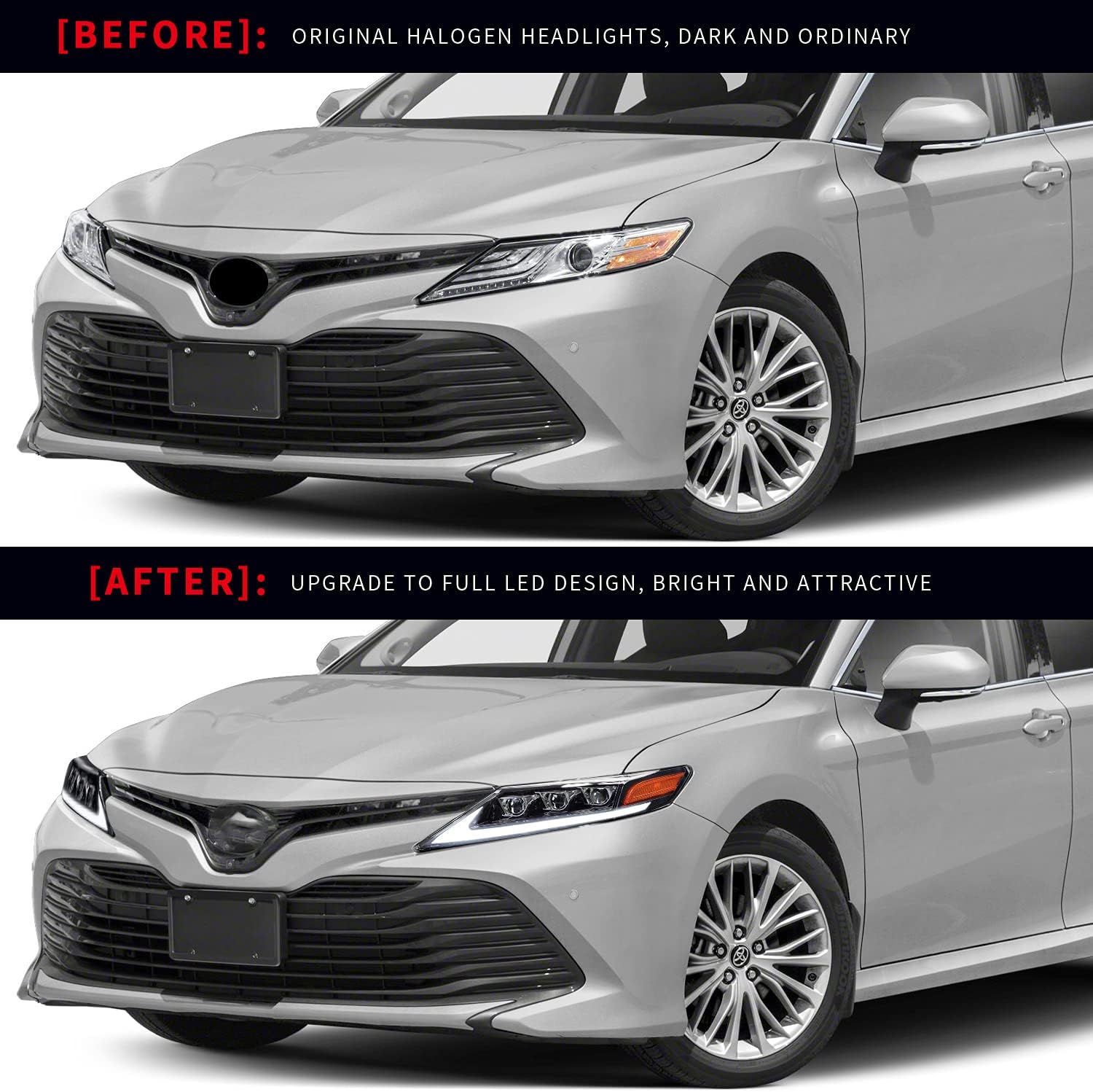 Full LED Projector Headlamp with Sequential Turn Signal DRL for Camry 2018 2019 2020 2021, A Pair Z371