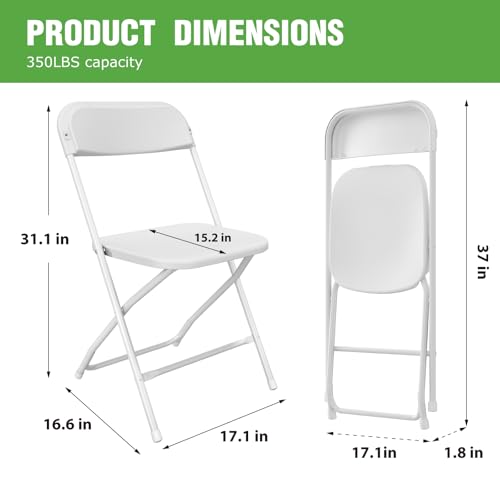10 Pack White Plastic Folding Chair with Steel Frame N53268